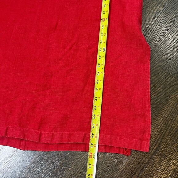 Vintage Studio Ease Dress Women's 8 Red Linen Butterfly Sleeveless Midi 90s Y2K - Picture 8 of 8